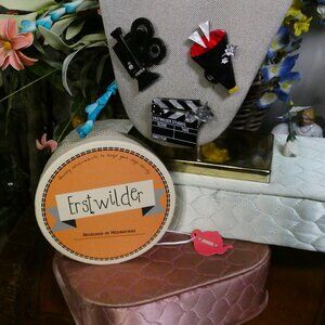 Erstwilder Vintage Movie Theme Lights, Camera, Action Brooch Set w/ Box